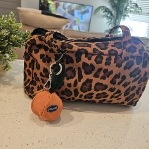 BAGGU Leopard-Print Small  Bolwer Bag with The Orange Baggu Charm! Cute Combo!